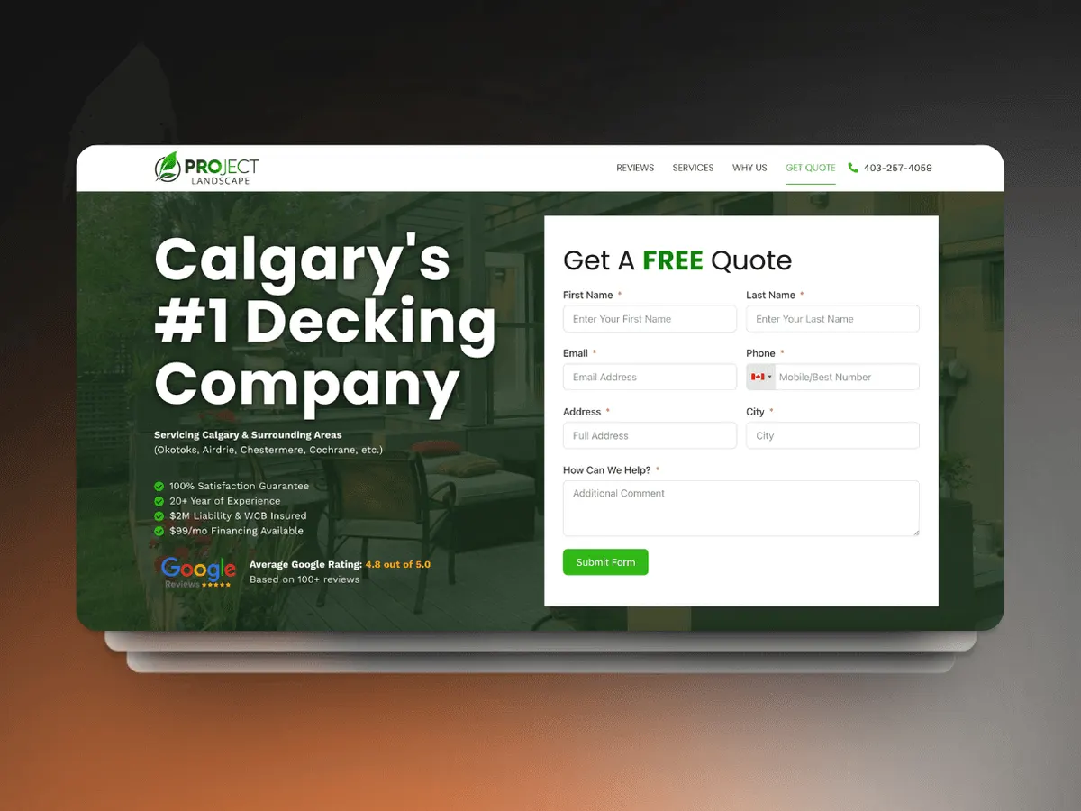 Project Landscape website, home page