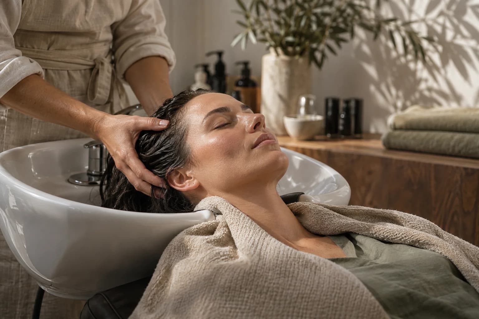 Restorative hair-care scene from the Serein Rituals brand